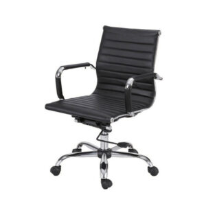 York Low Back Office Chair With chrome arms and tilting mechanism - front